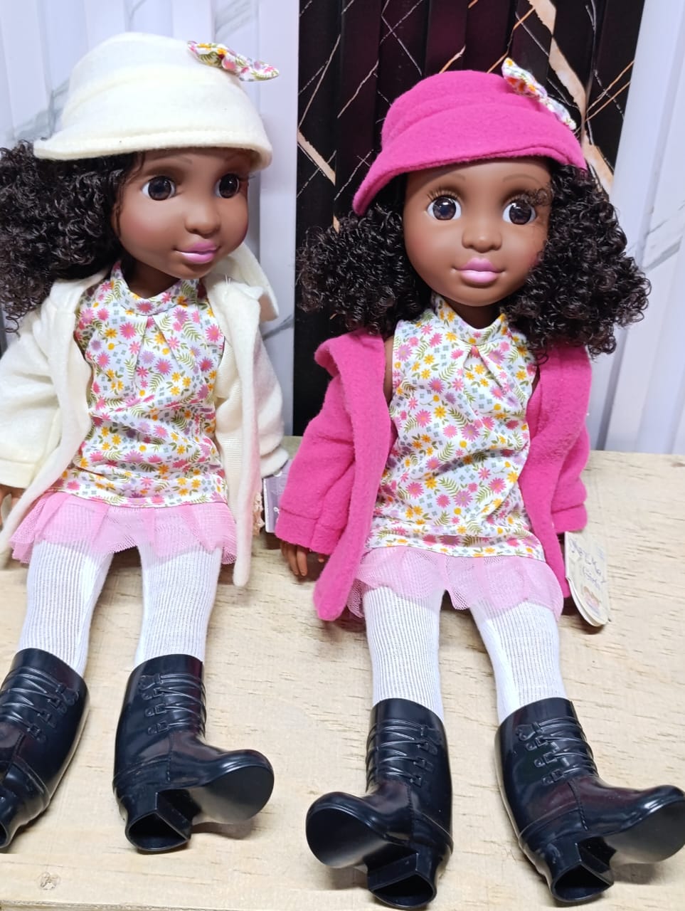 NEW LARGE AFRICAN DOLL , 37 CM TALL - The baby's shoulder joints can move and poseable; so you can rotate them when dressing the doll.
Has a realistic looking, brown eyes, beautiful hair, real looking