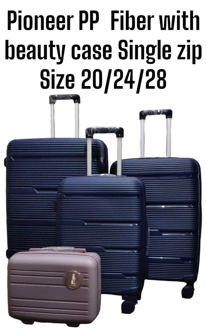 4 IN 1 PIONEER PP RUBBER SUITCASE WITH BEAUTY CASE - Single Zip,Made of high-quality materials,Sleek and stylish design,4-in-1 design,Hard outer shell for protection From Scratch, Number of compartmen