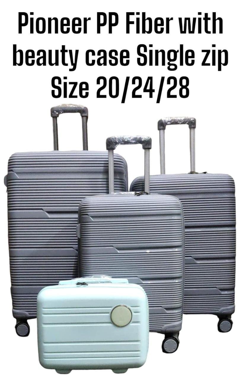4 IN 1 PIONEER PP RUBBER SUITCASE WITH BEAUTY CASE - Single Zip,Made of high-quality materials,Sleek and stylish design,4-in-1 design,Hard outer shell for protection From Scratch, Number of compartmen