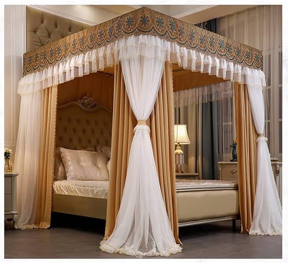6*6 , 4 -Stand Canopy Mosquito Net Decorative Bed Curtain with Stainless Steel Bracket