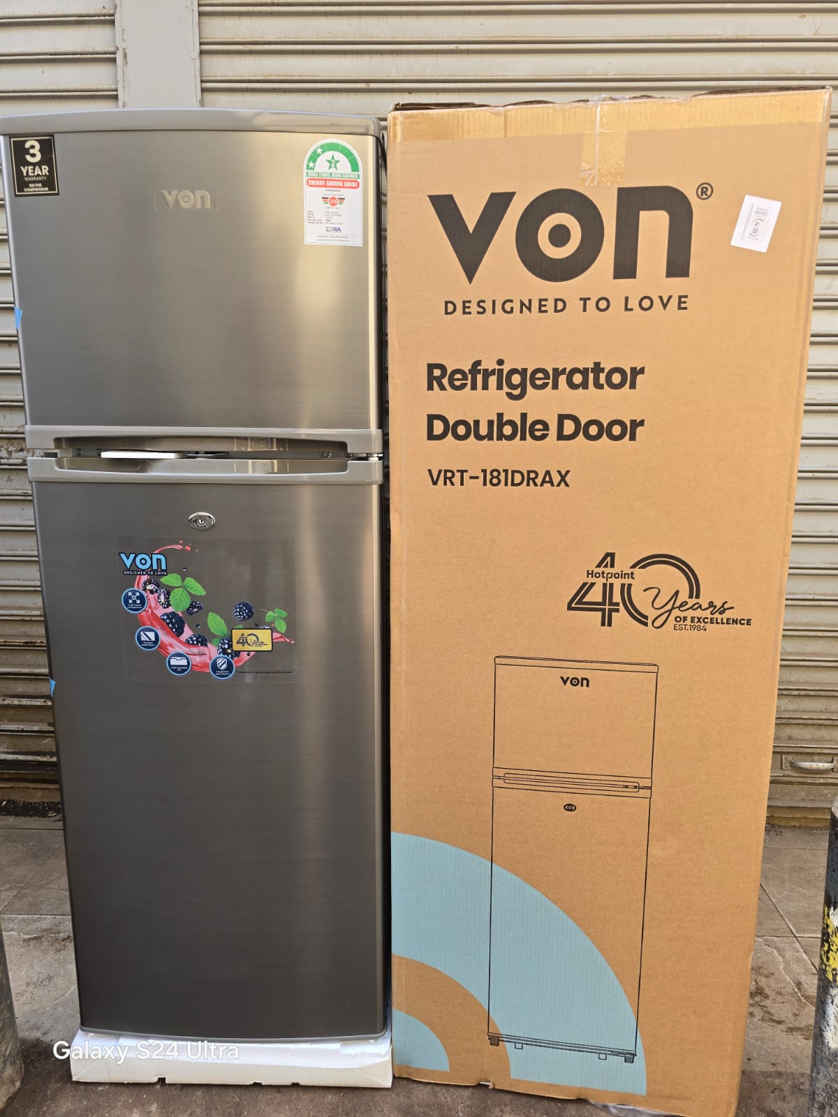 VON VRT-181DRAX Double Door Fridge 181 Liters Refrigerator, Energy-Efficient Compressor, Saves power without compromising cooling, Large Freezer Compartment – Ideal for ice & frozen goods.