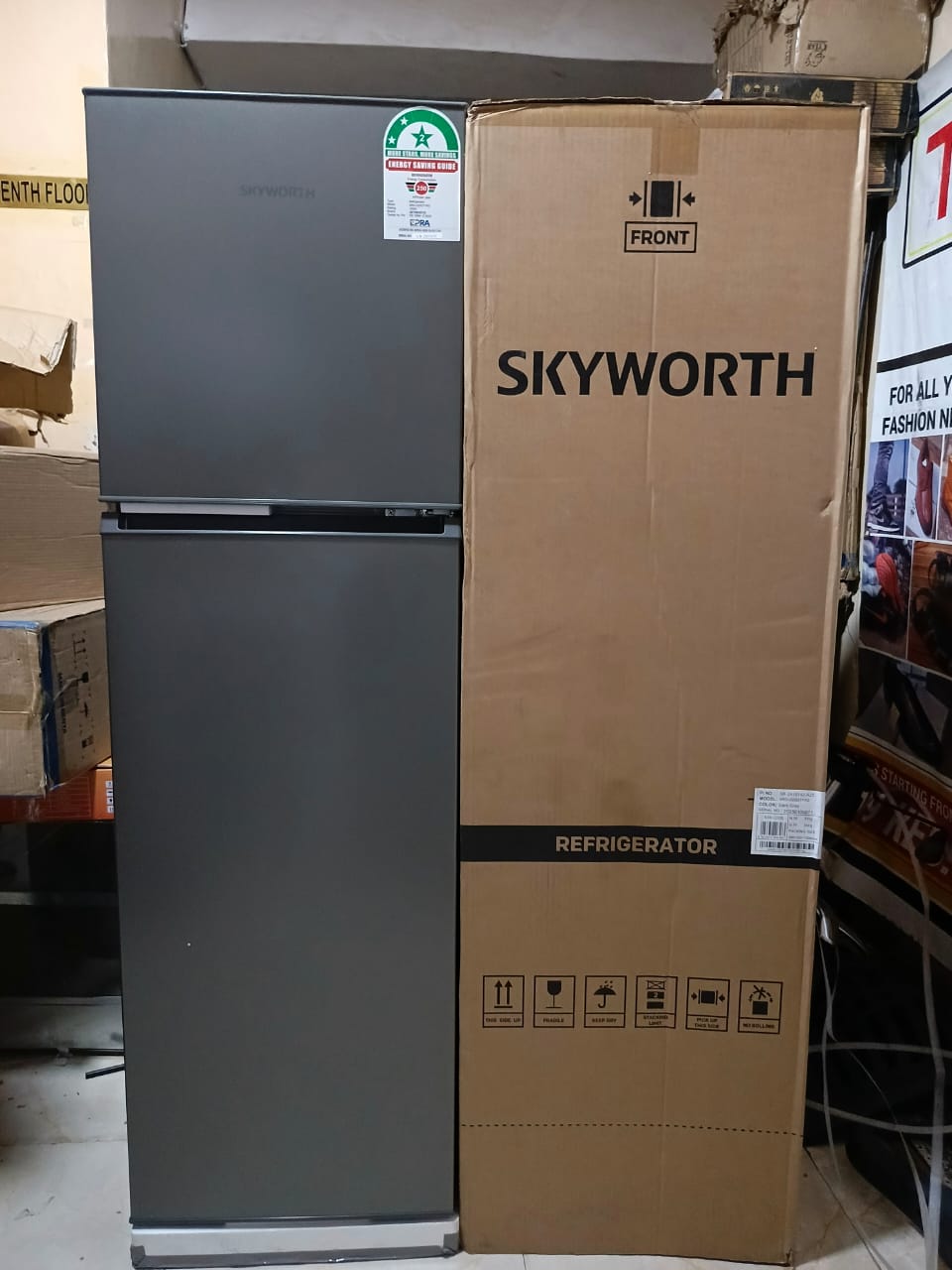 SKYWORTH 158 LITRES DOUBLE DOOR REFRIGERATOR, Double Door Design, easy access to fridge and freezer, Multi-Air Flow Cooling, even and consistent temperature.