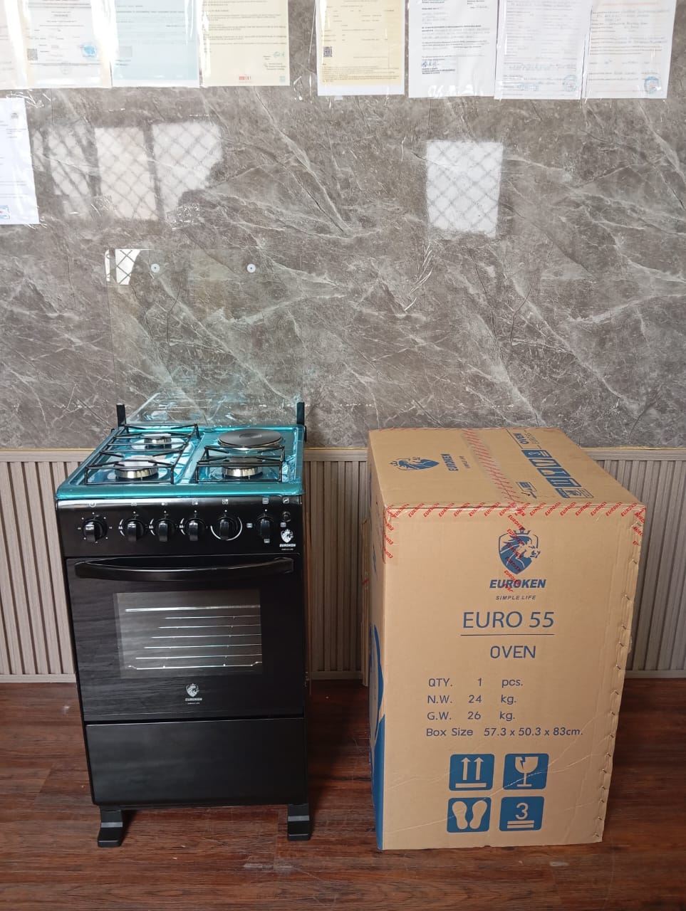 Euroken Auto ignition 3gas 1electric 50*55 standing cooker with electric oven