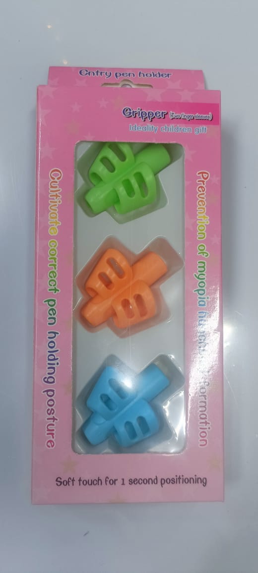 3 Pcs Pack Of Ergonomic Pencil Gripper for Kids - Soft, comfortable, and non-slip material, Helps children hold pencils correctly, Improves handwriting and reduces finger fatigue.