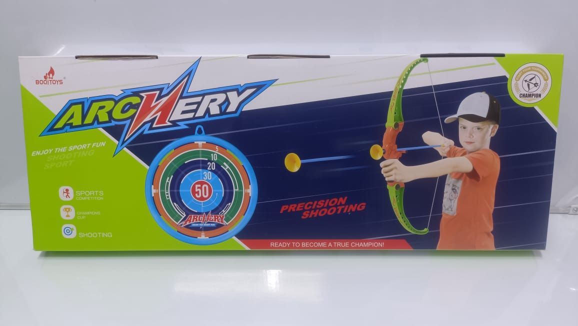 Kids’ Archery Set – Bow & Arrow Toy, 1 x Bow, 3 x Arrow, 1 x Bull's-eye.