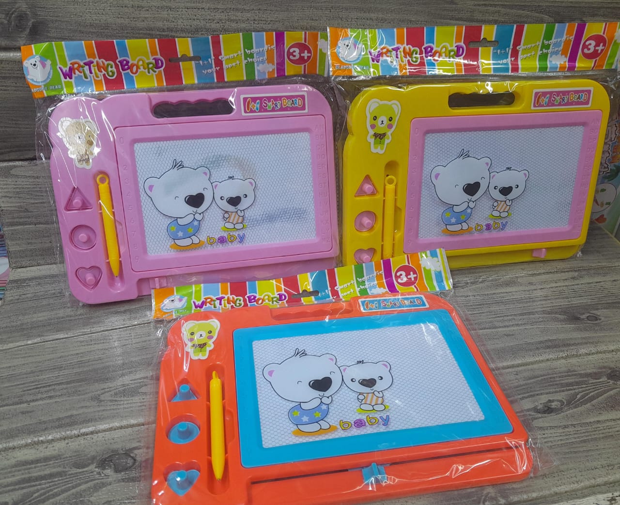 Kids Magnetic Writing Board – Fun & Reusable Drawing & Learning Board, Colorful, kid-friendly design with magnetic drawing pen, Includes fun shape stamps (triangle, circle, heart) for creative play.