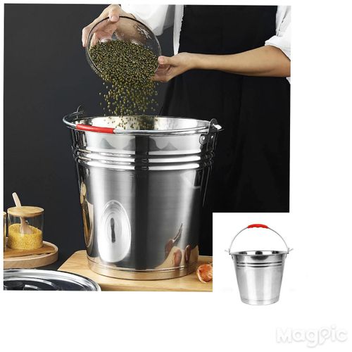Stainless Steel Bucket Pail Container with Handle, Durable All Purpose Pail, Food Safe Metal Bucket Can for Heavy Loads Milking Buckets