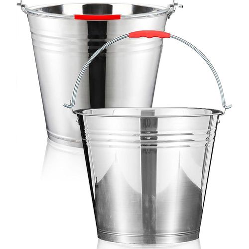 Stainless Steel Bucket Pail Container with Handle, Durable All Purpose Pail, Food Safe Metal Bucket Can for Heavy Loads Milking Buckets