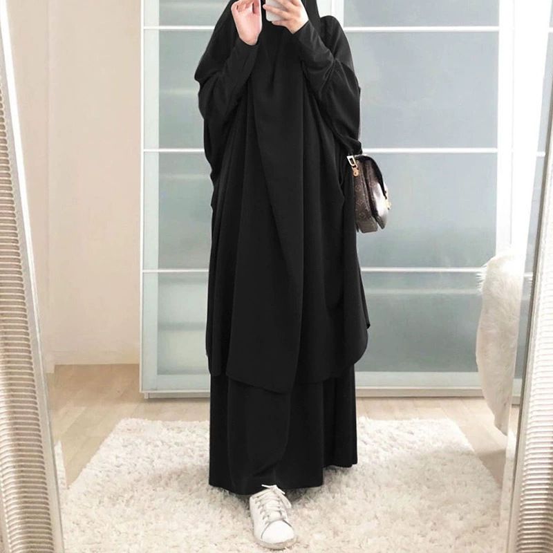 New product selection: Cross border Middle East dress, Muslim temperament, solid color, daily travel robe set, dress robe