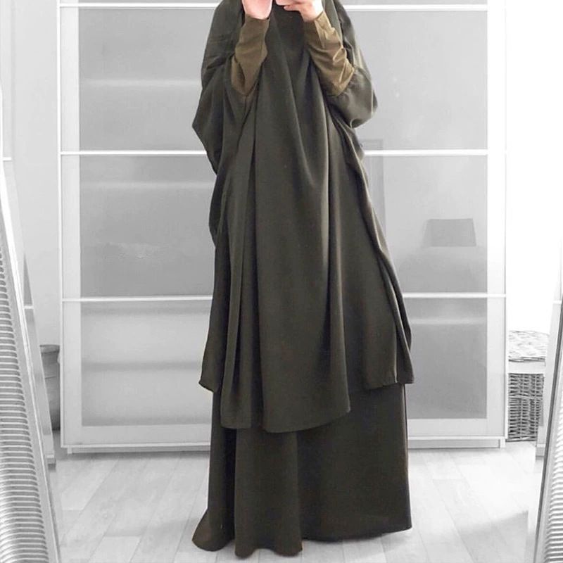 New product selection: Cross border Middle East dress, Muslim temperament, solid color, daily travel robe set, dress robe