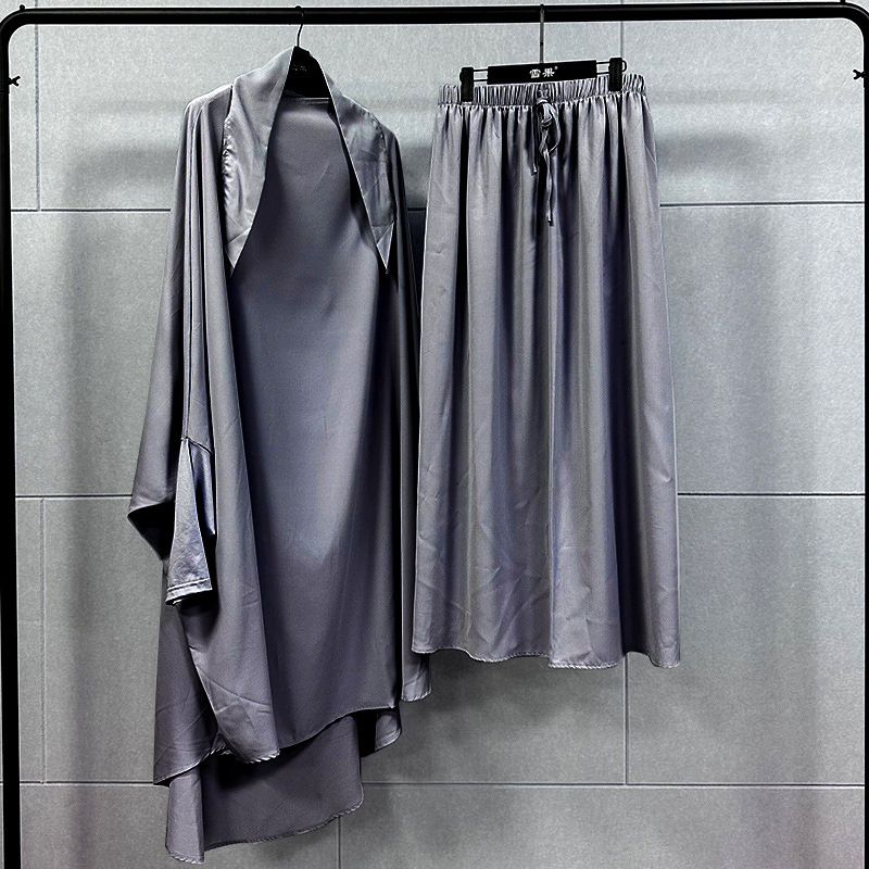 New product selection: Cross border Middle East dress, Muslim temperament, solid color, daily travel robe set, dress robe