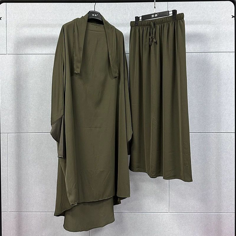 New product selection: Cross border Middle East dress, Muslim temperament, solid color, daily travel robe set, dress robe