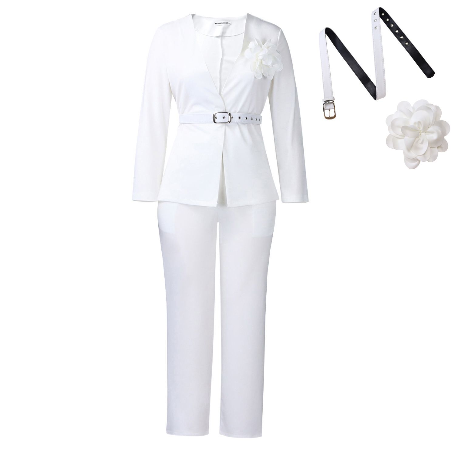 New Product Selection D3343 European and American Cross border Women's Clothing 2025 Autumn/Winter New Collection Solid Color Fashion Suit Pants Two Piece Set African Set