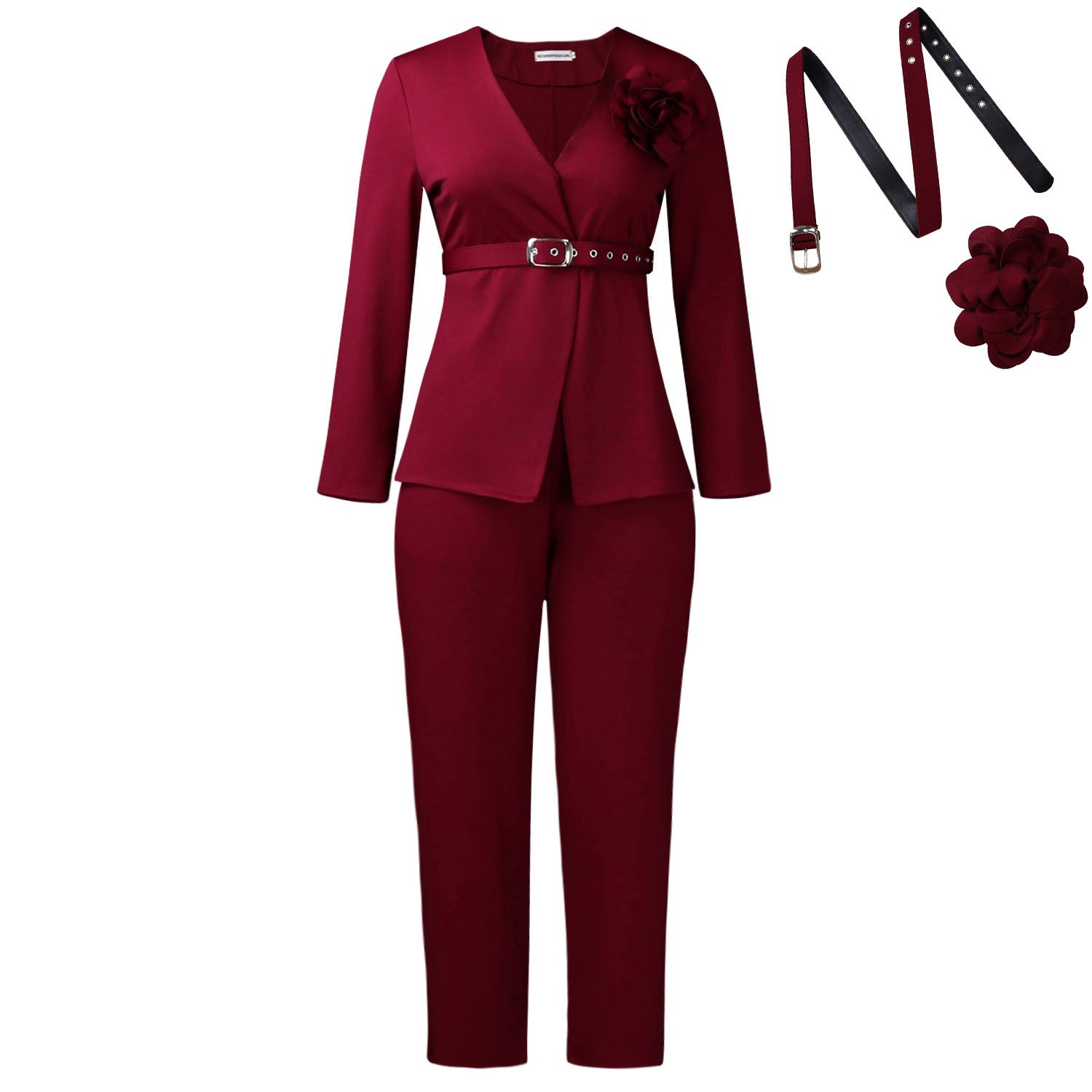 New Product Selection D3343 European and American Cross border Women's Clothing 2025 Autumn/Winter New Collection Solid Color Fashion Suit Pants Two Piece Set African Set