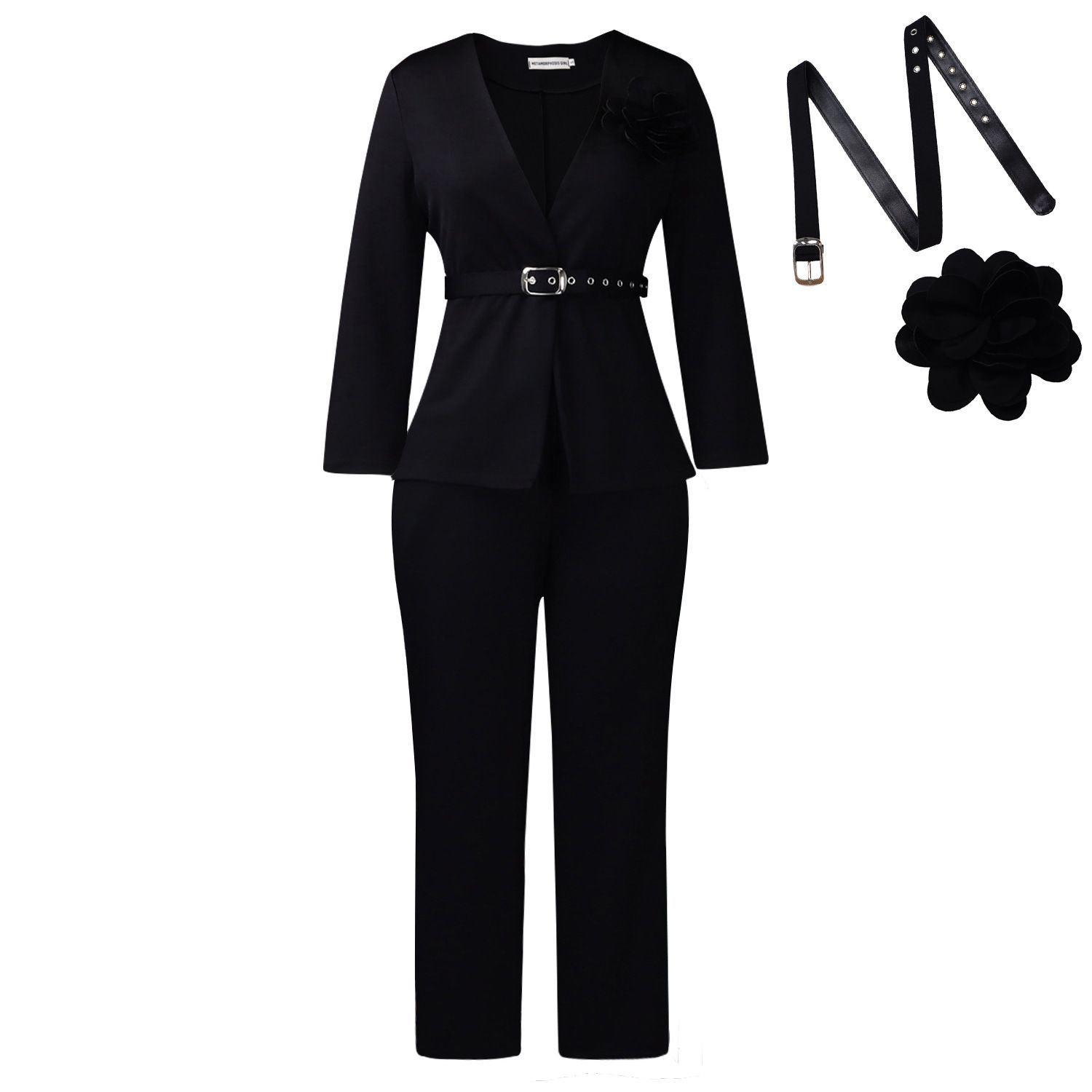 New Product Selection D3343 European and American Cross border Women's Clothing 2025 Autumn/Winter New Collection Solid Color Fashion Suit Pants Two Piece Set African Set