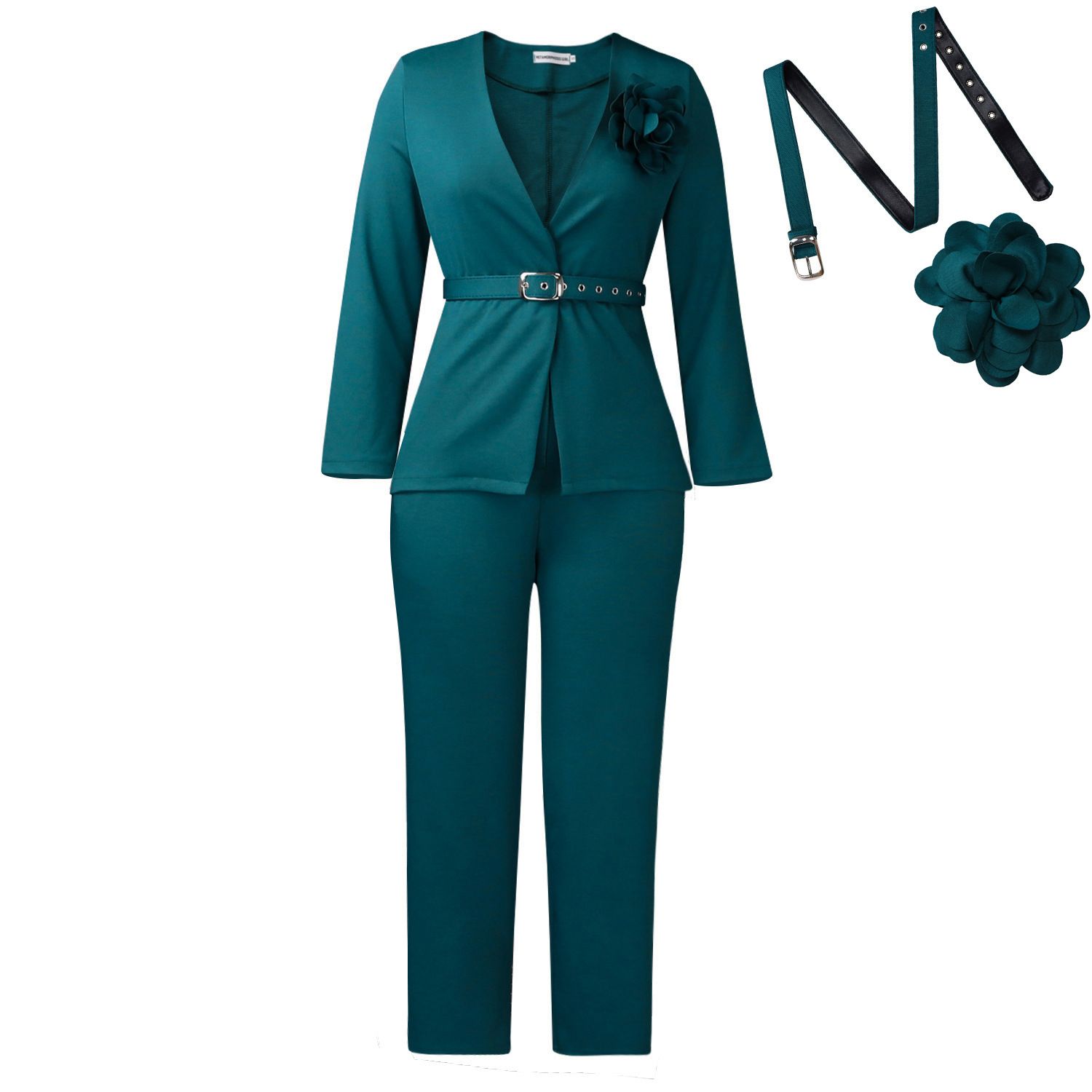 New Product Selection D3343 European and American Cross border Women's Clothing 2025 Autumn/Winter New Collection Solid Color Fashion Suit Pants Two Piece Set African Set