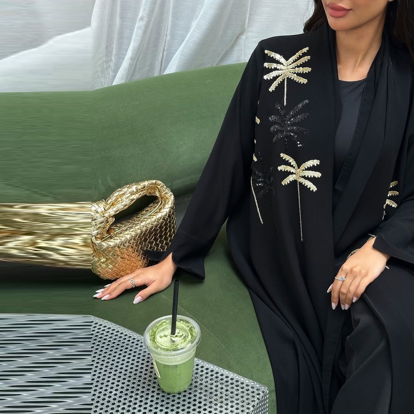 New Product Selection MQ226 Modest Cross border Hot Selling Muslim Women's Clothing Arab Dubai Bead Embroidered Black Robe for Outer Wear