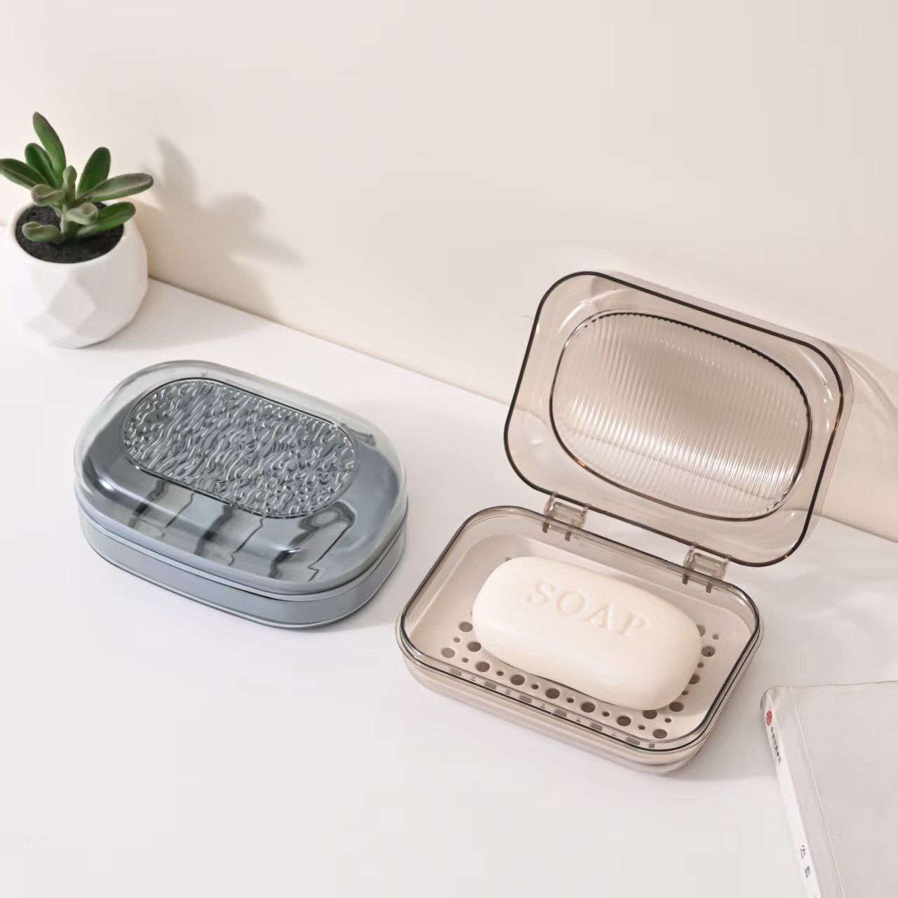 Portable Transparent 3-Layer Soap Box with Drainage – Travel & Bathroom Soap Holder