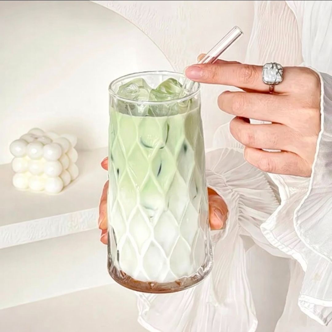 Luxury 6pcs Diamond Rhombus Multifunctional Glass Cups Set – Stylish Drinking Glasses