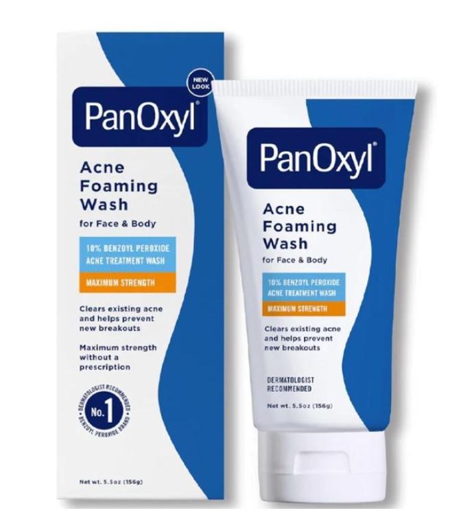 PanOxyl Acne Foaming Wash 10% Benzoyl Peroxide – Maximum Strength Acne Treatment Wash for Face & Body | Deep Pore Cleanser for Acne-Prone Skin | 5.5 oz