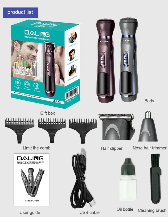 3-1 Professional stainless steel electric home use shaver...suitable for nose trimmer,Hair trimmer,and Beard trimmer/smoother  Grooming kit/set