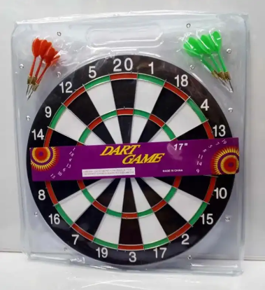 Dart Board Game Set - 17'' Double Sided Usable Dartboard with FREE 6 Steel Tip Darts, Excellent Indoor & Outdoor Party Game
