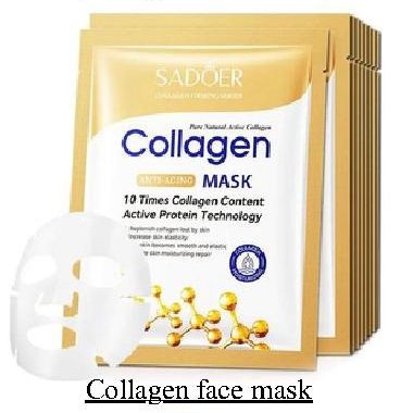 Sadoer Face Mask, 5 Pieces Face Mask, Sadoer Collagen Firming Series, Pure Natural Active Collagen Anti Aging Mask, with 10 Times Collagen Content Active Protein Technology, Smoothens, Moisturize