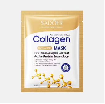 Sadoer Face Mask, 5 Pieces Face Mask, Sadoer Collagen Firming Series, Pure Natural Active Collagen Anti Aging Mask, with 10 Times Collagen Content Active Protein Technology, Smoothens, Moisturize
