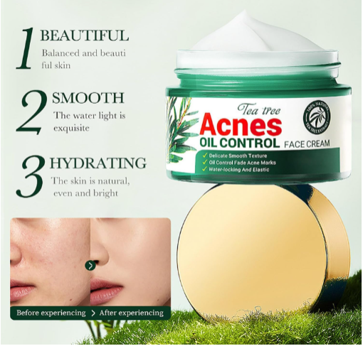Sadoer Tea Tree Acne & Oil Control Face Cream | Breakout Defense + Matte Hydration for Clear, Balanced Skin