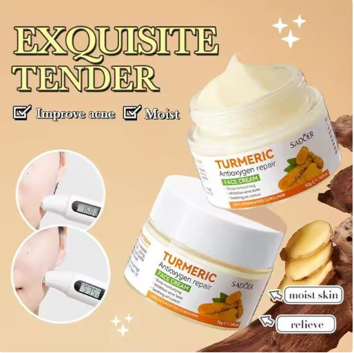 SADOER Turmeric Face Cream – Antioxidant-Rich Face Cream for Deep Moisturization, Acne Prevention & Skin Repair