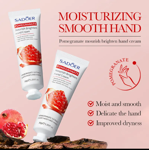 SADOER Pomegranate Whitening Hand Cream – Deep Hydration & Brightening for Soft, Youthful Hands