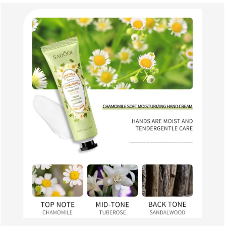 SADOER Chamomile/Chamome Hand Cream – Soothing Relief for Sensitive & Stressed Hands. Calming Care for Overworked Hands