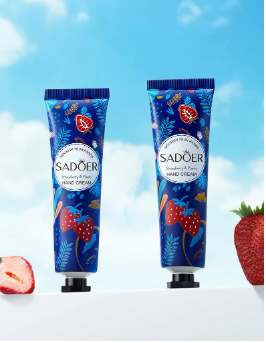 SADOER Strawberry & Plant Extract Hand Cream – Sweet Hydration for Silky Soft Youthful Hands.A Berry-Licious Treat for Your Skin!