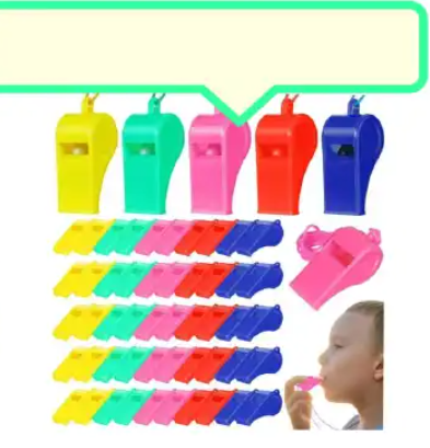 3 pcs Plastic Referee Whistles with lanyard  great for safety, emergencies, coaches, lifeguards, survival, training, sports, etc. These whistles are great for a coach, referee, trainer, and more