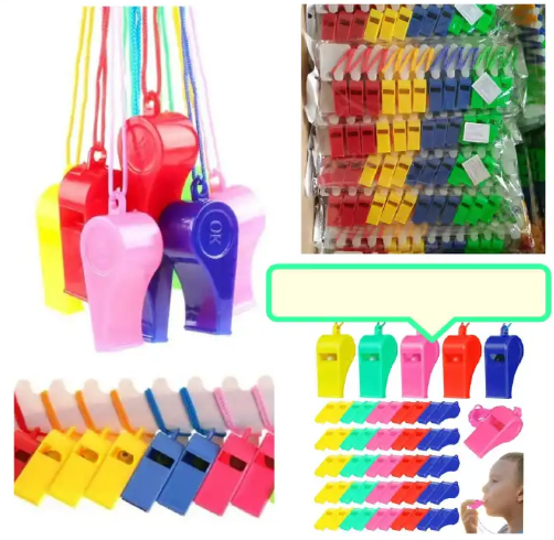 3 pcs Plastic Referee Whistles with lanyard  great for safety, emergencies, coaches, lifeguards, survival, training, sports, etc. These whistles are great for a coach, referee, trainer, and more