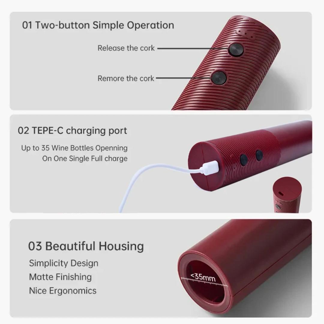 Rechargeable Electric Wine Bottle Opener Automatic Red Wine Corkscrew Rechargeable Wine Opener One-click Button Wine Tools Kitchen Products