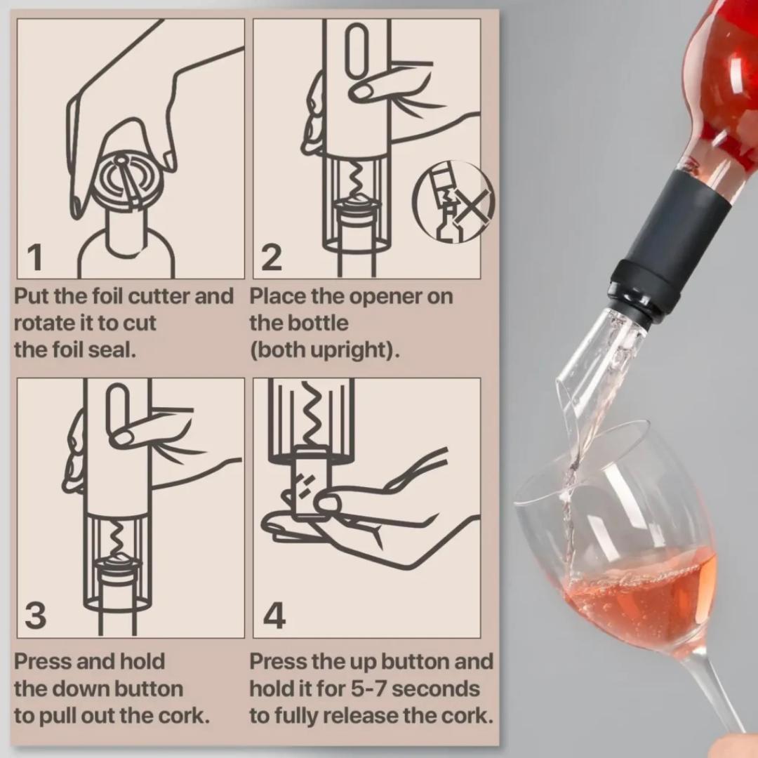 Rechargeable Electric Wine Bottle Opener Automatic Red Wine Corkscrew Rechargeable Wine Opener One-click Button Wine Tools Kitchen Products