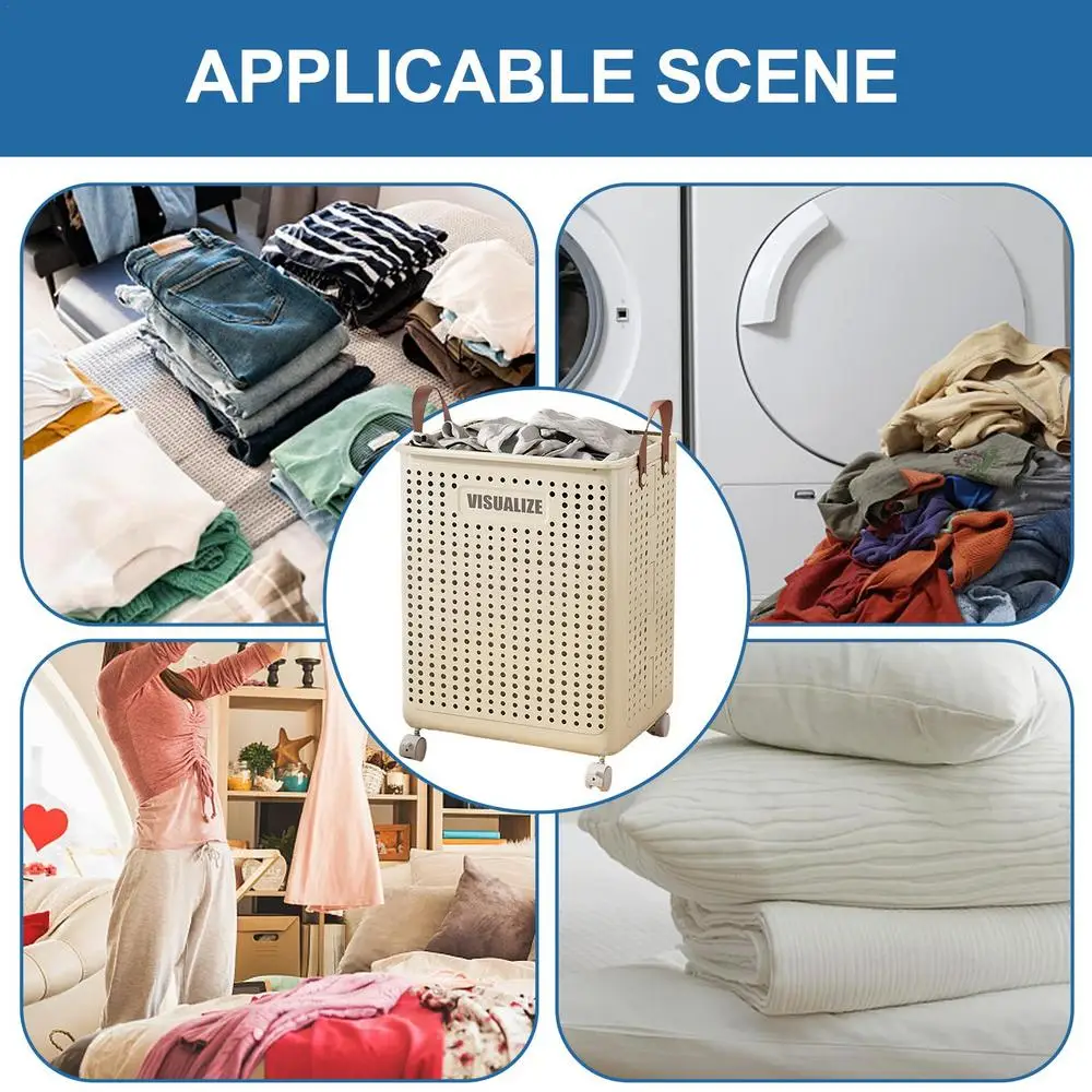 Foldable Multipurpose Laundry Basket With Wheels Hamper Basket With Wheels Large Folding Dirty Clothes Basket Multifunction Organizer For Dirty Clothes