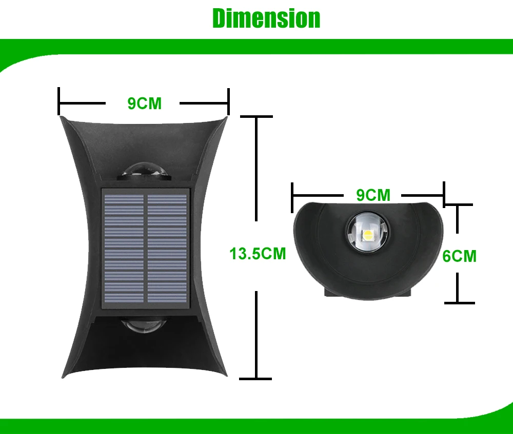 2 Pieces Set Up and Down Wall Light Outdoor Solar Energy Powered LED Lights ABS Exterior CCT Switchable Solar Lamp IP65 Outside Wall lamp