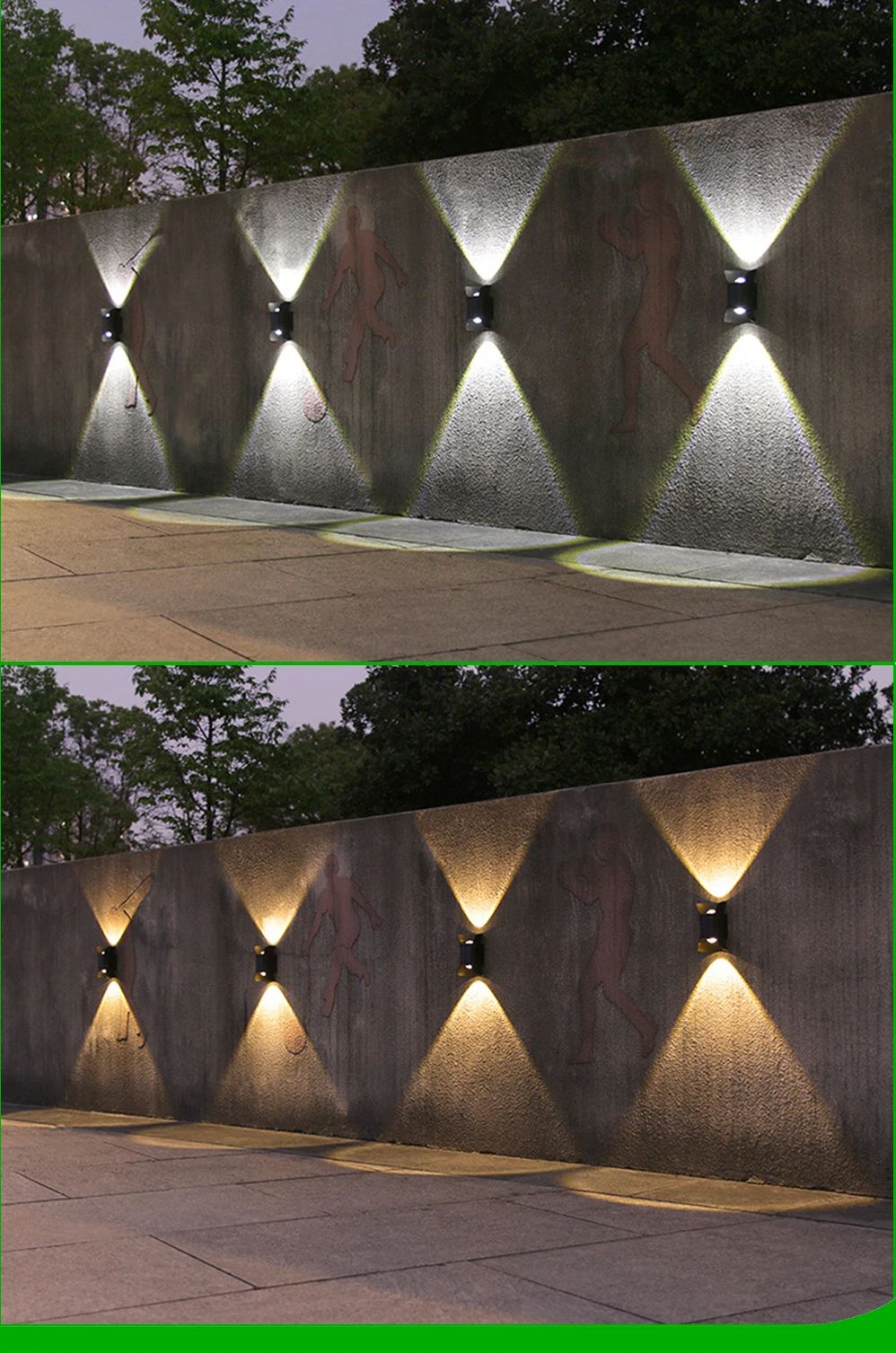 2 Pieces Set Up and Down Wall Light Outdoor Solar Energy Powered LED Lights ABS Exterior CCT Switchable Solar Lamp IP65 Outside Wall lamp