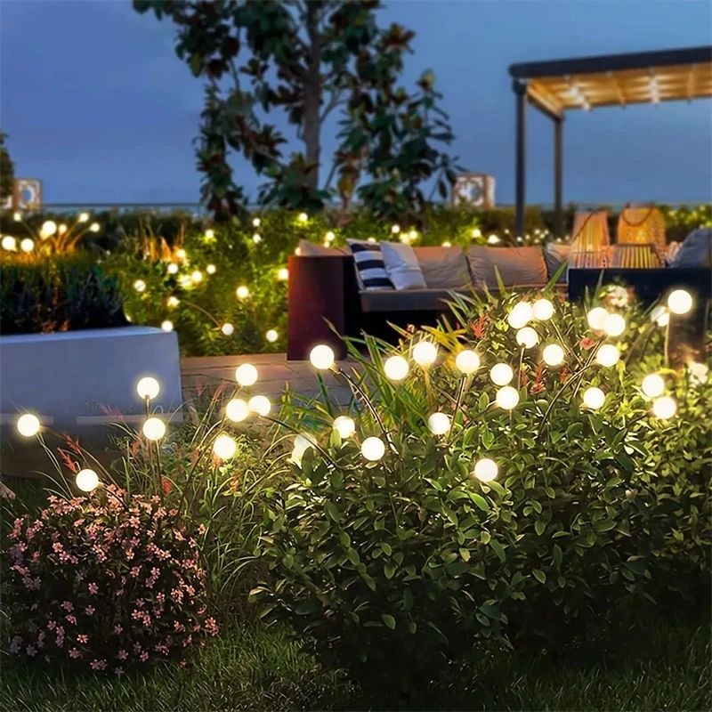 4 Pieces Solar Garden Lights Powered Firefly Lights Outdoor Garden Decoration Landscape Lights Firework Firefly Lawn Lamps