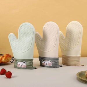 1 Pair Oven Silicone Gloves Anti-scald Gloves Cute Oven Mitt Heat Resistant Gloves Microwave Oven Baking Tools Kitchen