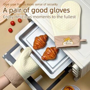 1 Pair Oven Silicone Gloves Anti-scald Gloves Cute Oven Mitt Heat Resistant Gloves Microwave Oven Baking Tools Kitchen