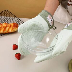 1 Pair Oven Silicone Gloves Anti-scald Gloves Cute Oven Mitt Heat Resistant Gloves Microwave Oven Baking Tools Kitchen
