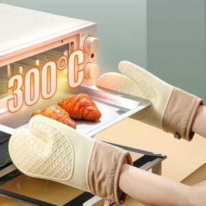 1 Pair Oven Silicone Gloves Anti-scald Gloves Cute Oven Mitt Heat Resistant Gloves Microwave Oven Baking Tools Kitchen