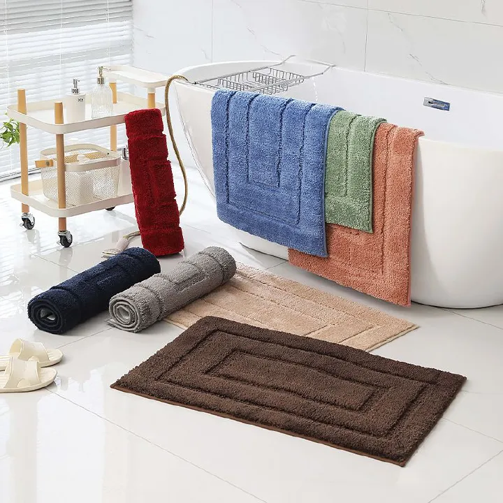 Double Frame Velveteen Bathroom Mat Floor Mat Indoor Non Slip Door Mat Dirt Trap Absorbs Water Comfortable Bathroom Mats