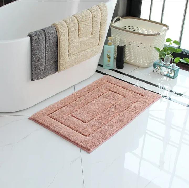 Double Frame Velveteen Bathroom Mat Floor Mat Indoor Non Slip Door Mat Dirt Trap Absorbs Water Comfortable Bathroom Mats