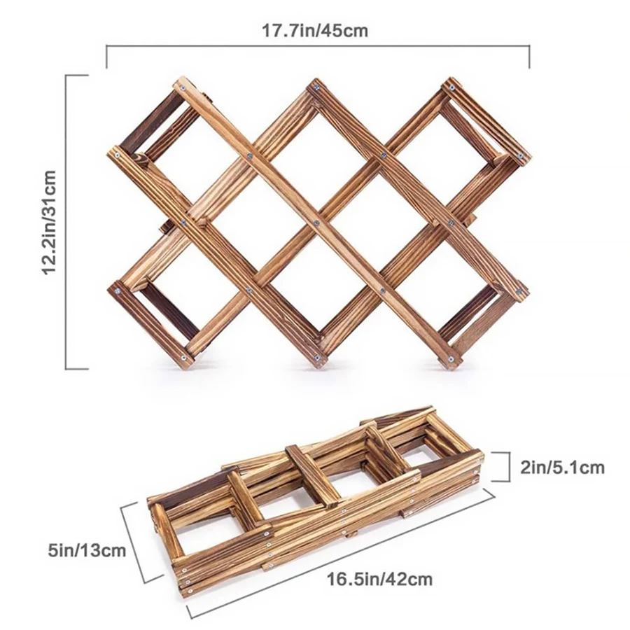 Foldable 10 Slot Wooden Wine Rack Wine Holders Kitchen Assembled Display Stand Organizer Bar Storage Bar Wine Cabinet Wine Bottle Display Rack
