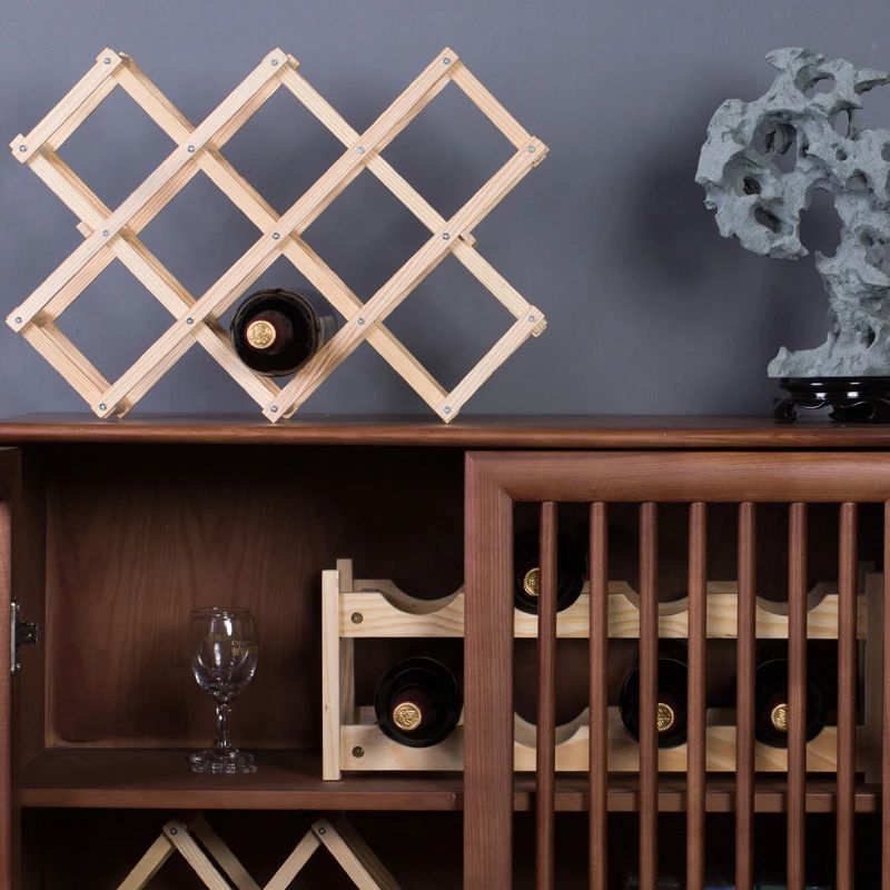 Foldable 10 Slot Wooden Wine Rack Wine Holders Kitchen Assembled Display Stand Organizer Bar Storage Bar Wine Cabinet Wine Bottle Display Rack