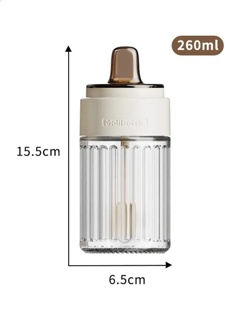 4 Pieces 260ml Stripped Oil Glass Bottle Leak-proof Olive Oil Storage Vinegar Dispenser for Cooking Baking Salad
